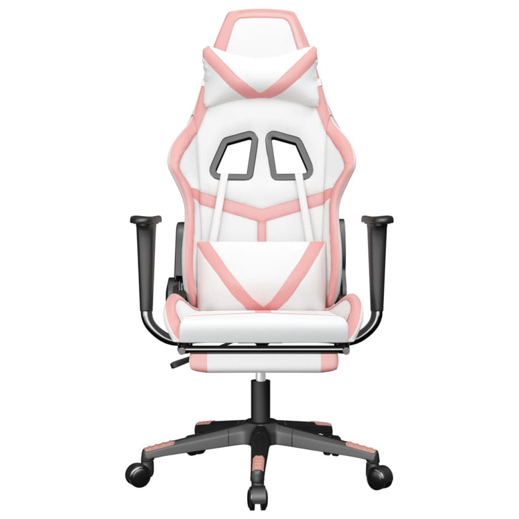 Sedia da Gaming con Poggiapiedi Bianco e Rosa in Similpelle cod mxl 57647