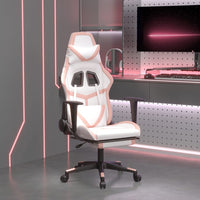 Sedia da Gaming con Poggiapiedi Bianco e Rosa in Similpelle cod mxl 57647