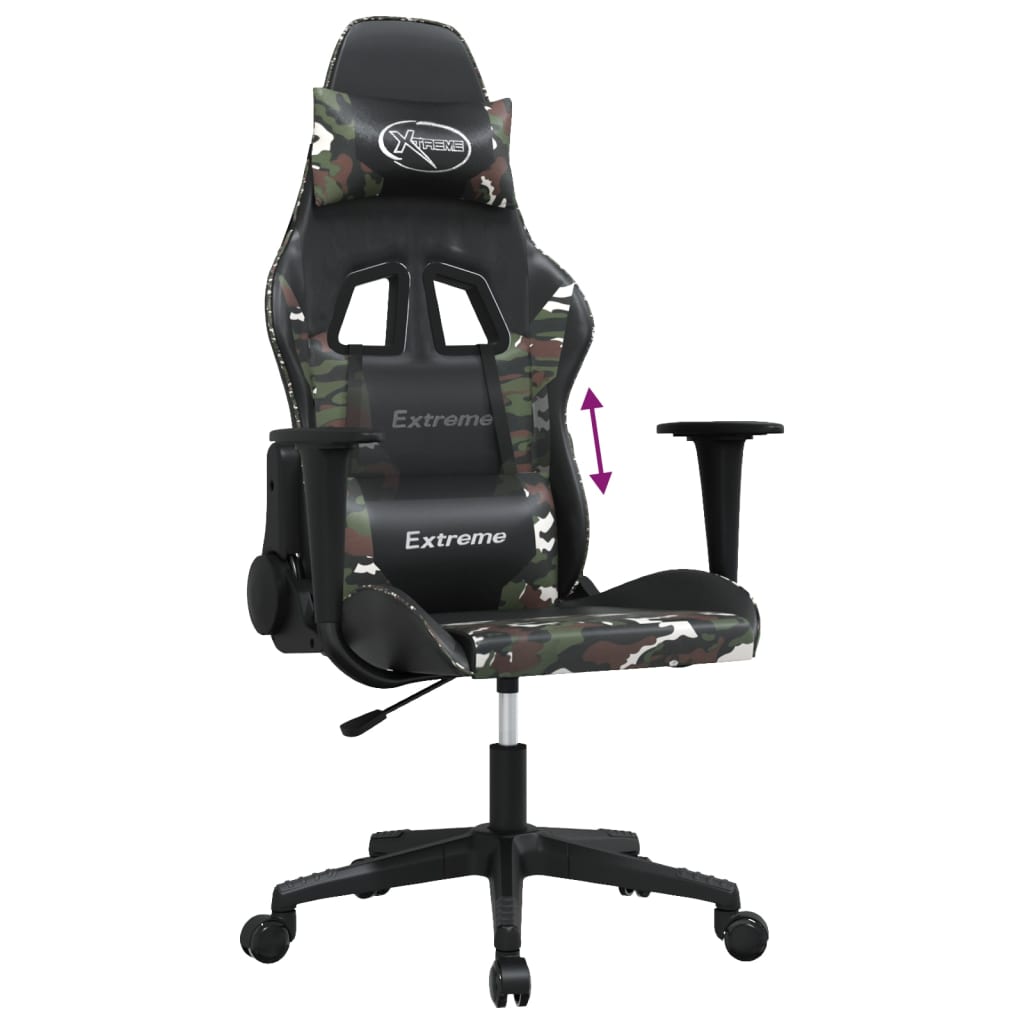 Sedia da Gaming Nero e Mimetico in Similpelle 3143698