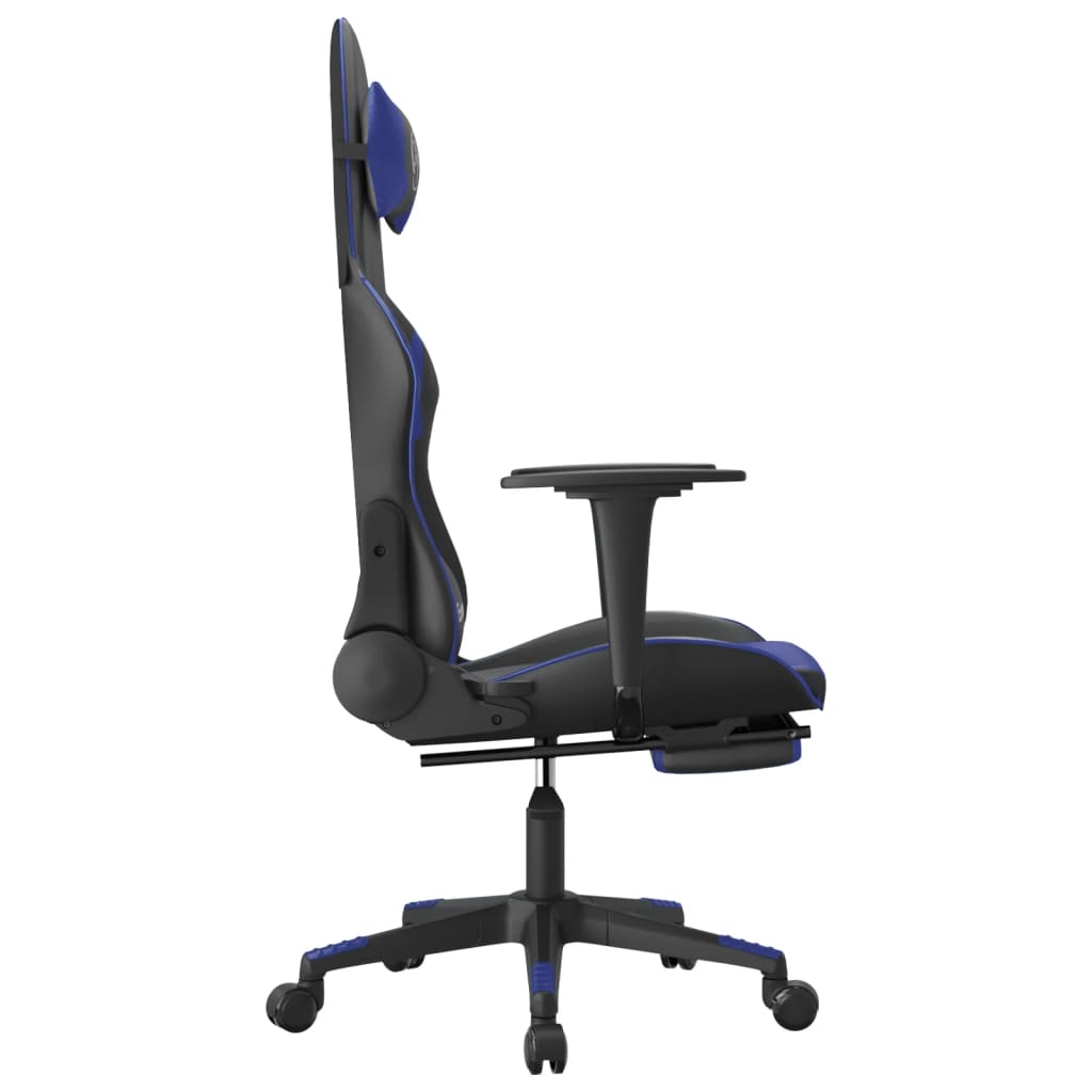 Sedia da Gaming con Poggiapiedi Nero e Blu in Similpelle 3143699