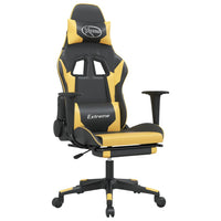 Sedia da Gaming con Poggiapiedi Nero e Oro in Similpelle cod mxl 62625