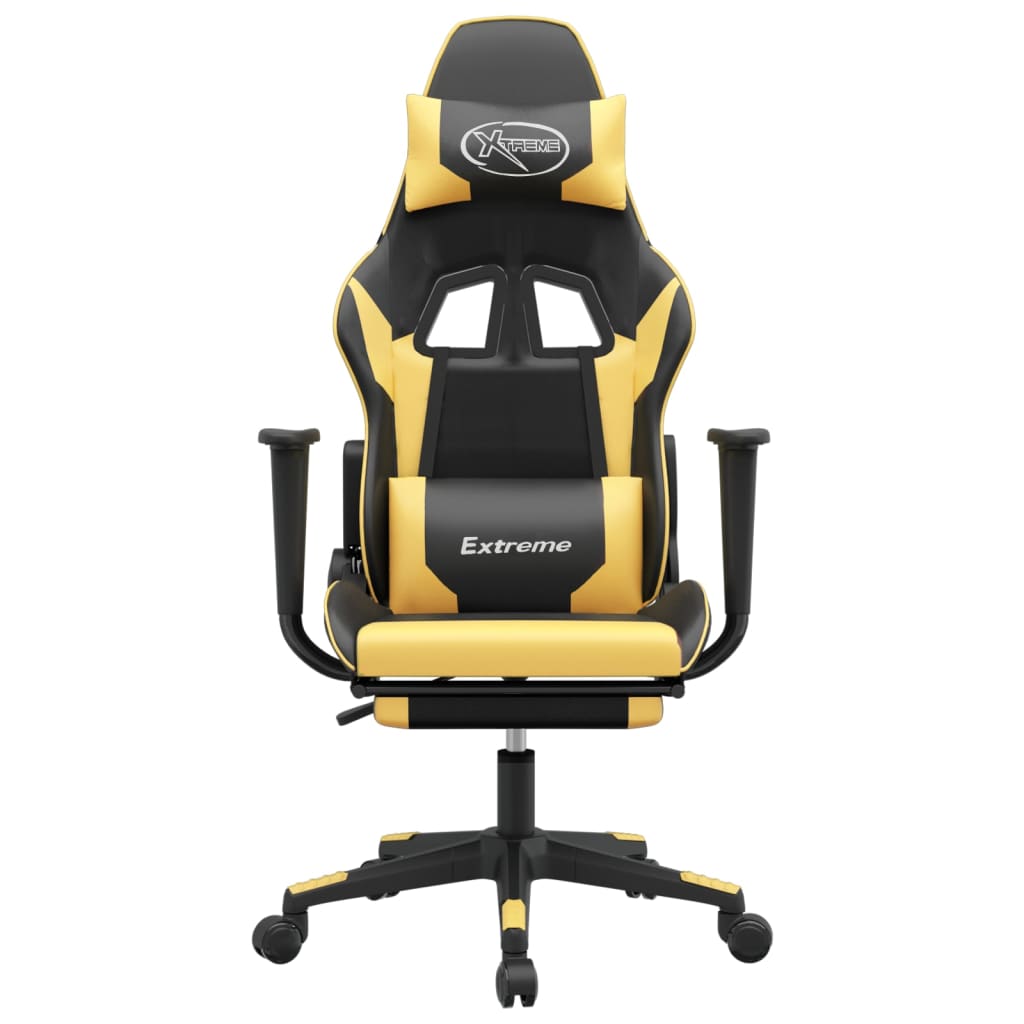 Sedia da Gaming con Poggiapiedi Nero e Oro in Similpelle cod mxl 62625