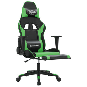 Sedia da Gaming con Poggiapiedi Nero e Verde in Similpelle cod mxl 60130