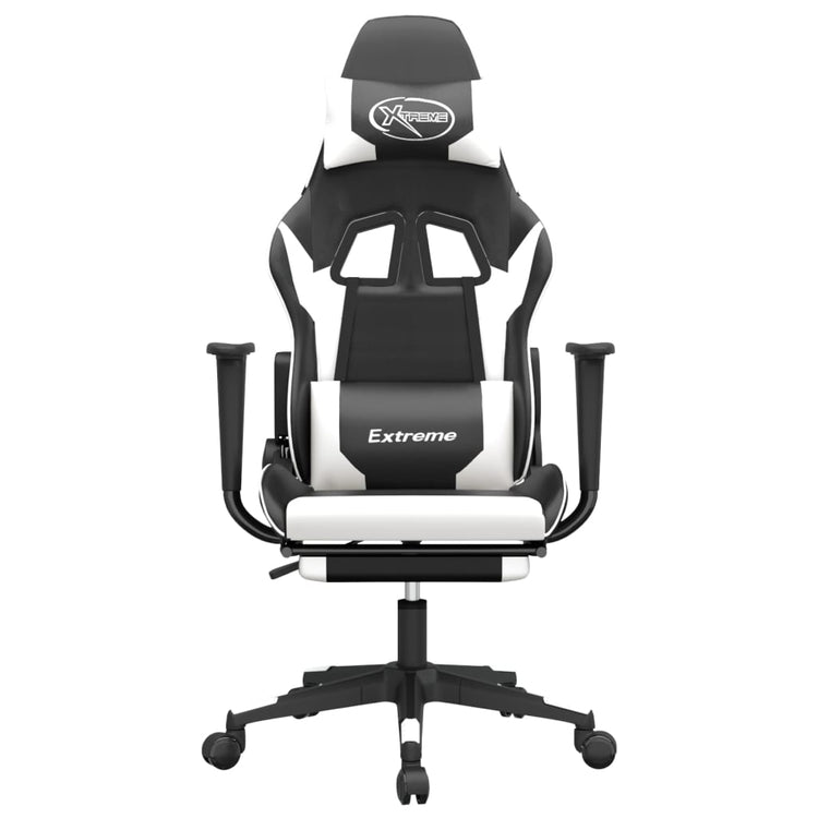 Sedia da Gaming con Poggiapiedi Nero e Bianco in Similpelle 3143704