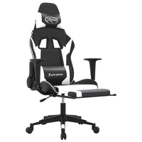 Sedia da Gaming con Poggiapiedi Nero e Bianco in Similpelle 3143704