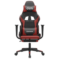 Sedia da Gaming con Poggiapiedi Nero e Rosso Vino in Similpelle cod mxl 70714