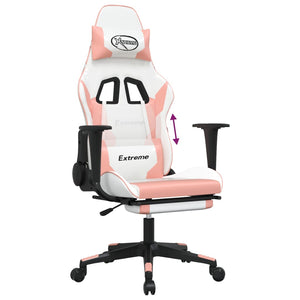 Sedia da Gaming con Poggiapiedi Bianco e Rosa in Similpelle cod mxl 60366