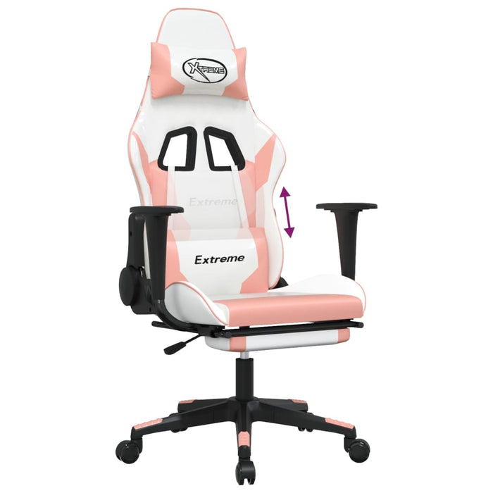 Sedia da Gaming con Poggiapiedi Bianco e Rosa in Similpelle cod mxl 60366