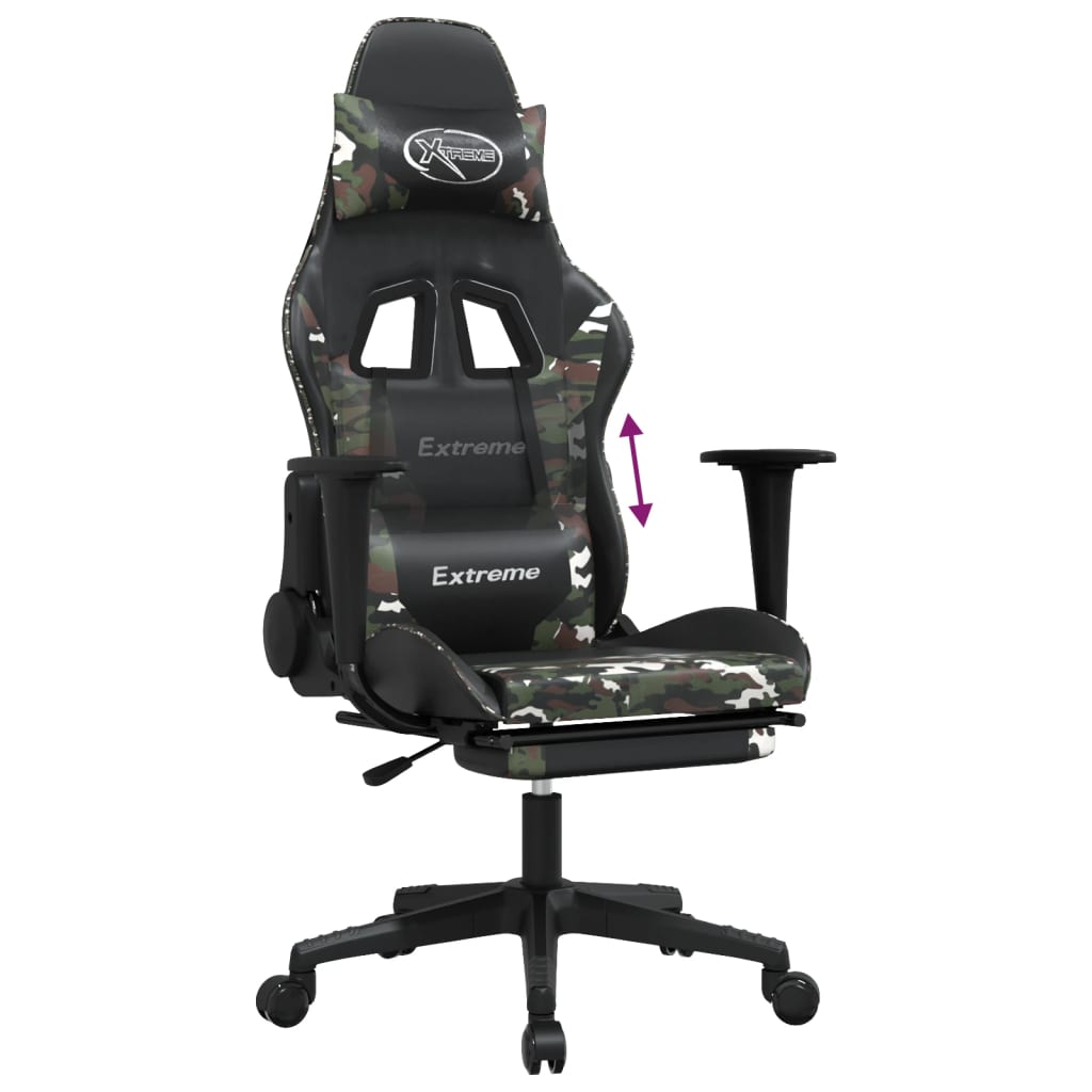 Sedia da Gaming con Poggiapiedi Nero e Mimetico in Similpelle 3143710