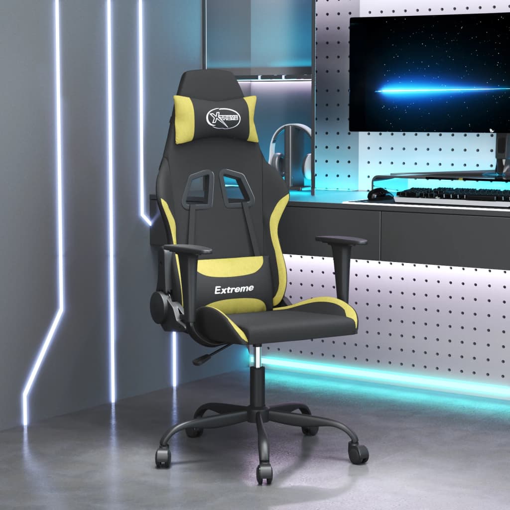 Sedia da Gaming Nero e Verde Chiaro in Tessuto 3143717