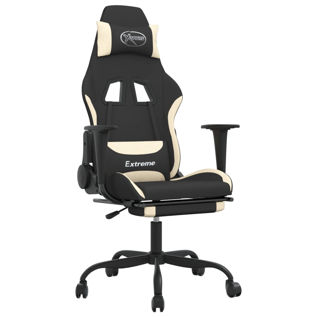 Sedia da Gaming con Poggiapiedi Nero e Crema in Tessutocod mxl 75889