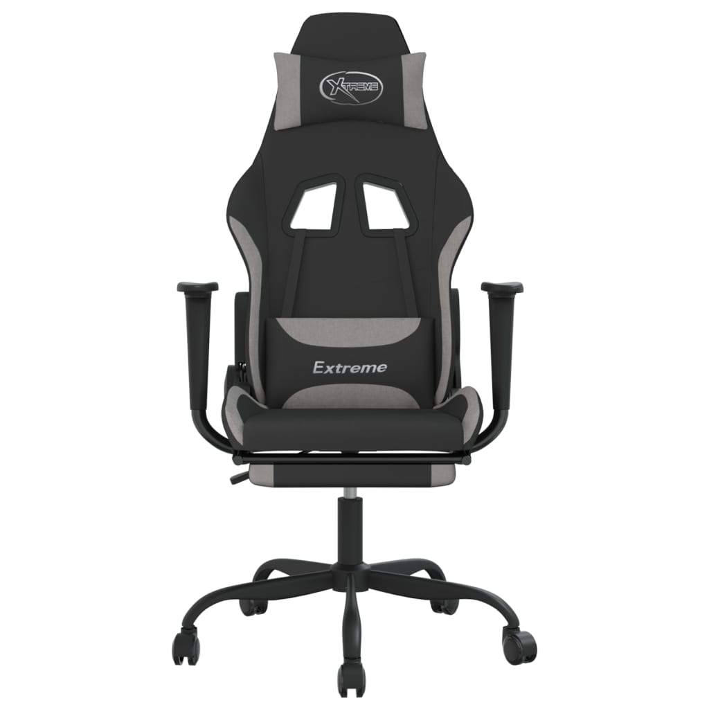 Sedia da Gaming con Poggiapiedi Nero e Grigio Chiaro in Tessutocod mxl 99873