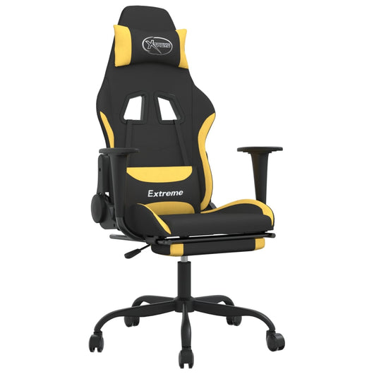 Sedia da Gaming con Poggiapiedi Nero e Giallo in Tessuto 3143726