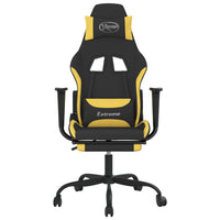 Sedia da Gaming con Poggiapiedi Nero e Giallo in Tessuto 3143726