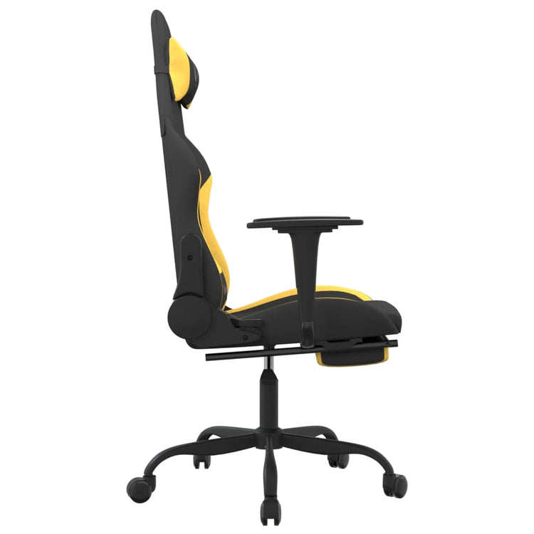 Sedia da Gaming con Poggiapiedi Nero e Giallo in Tessuto 3143726