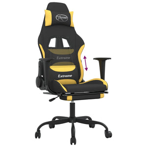 Sedia da Gaming con Poggiapiedi Nero e Giallo in Tessuto 3143726