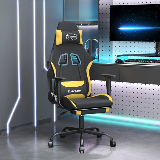 Sedia da Gaming con Poggiapiedi Nero e Giallo in Tessutocod mxl 123794