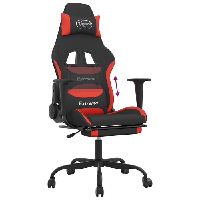 Sedia da Gaming con Poggiapiedi Rosso e Nero in Tessuto cod mxl 67884