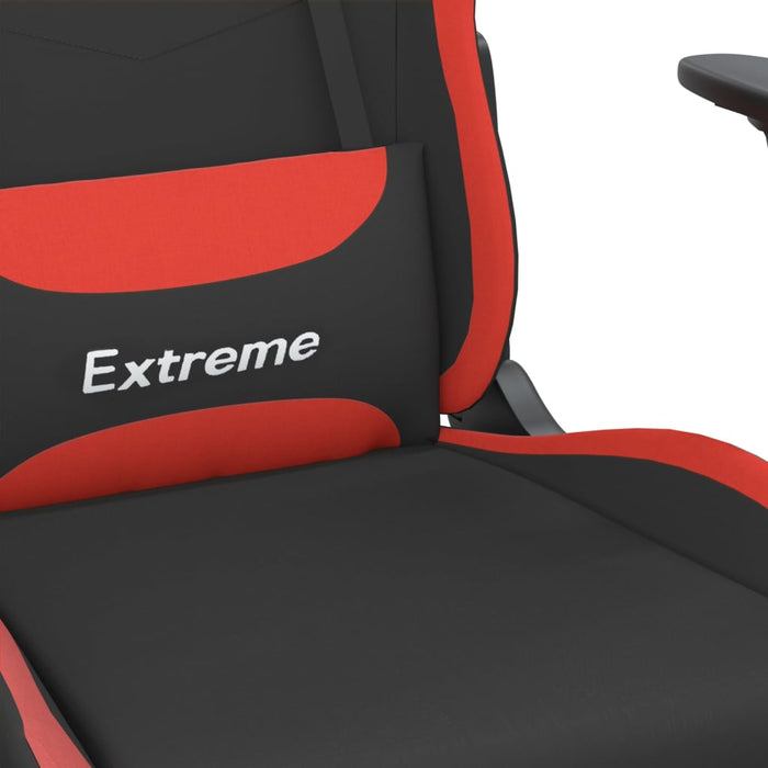 Sedia da Gaming con Poggiapiedi Rosso e Nero in Tessuto cod mxl 67884