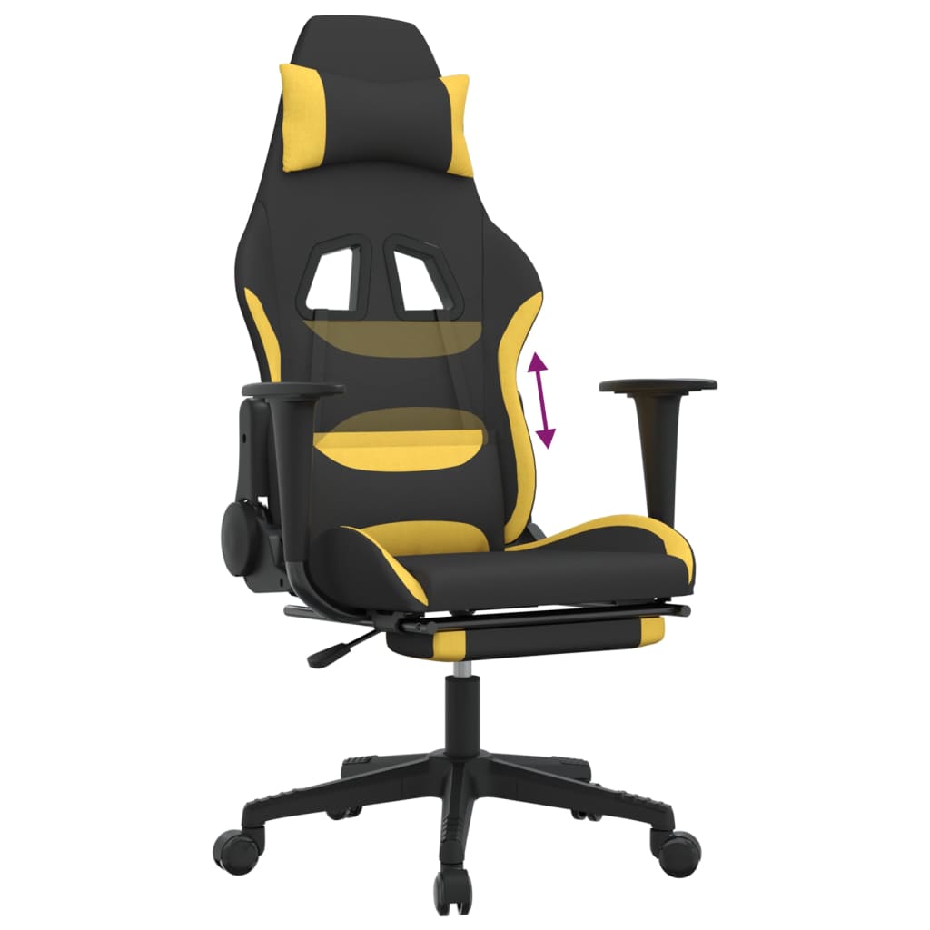 Sedia da Gaming con Poggiapiedi Nero e Giallo in Tessuto cod mxl 66683