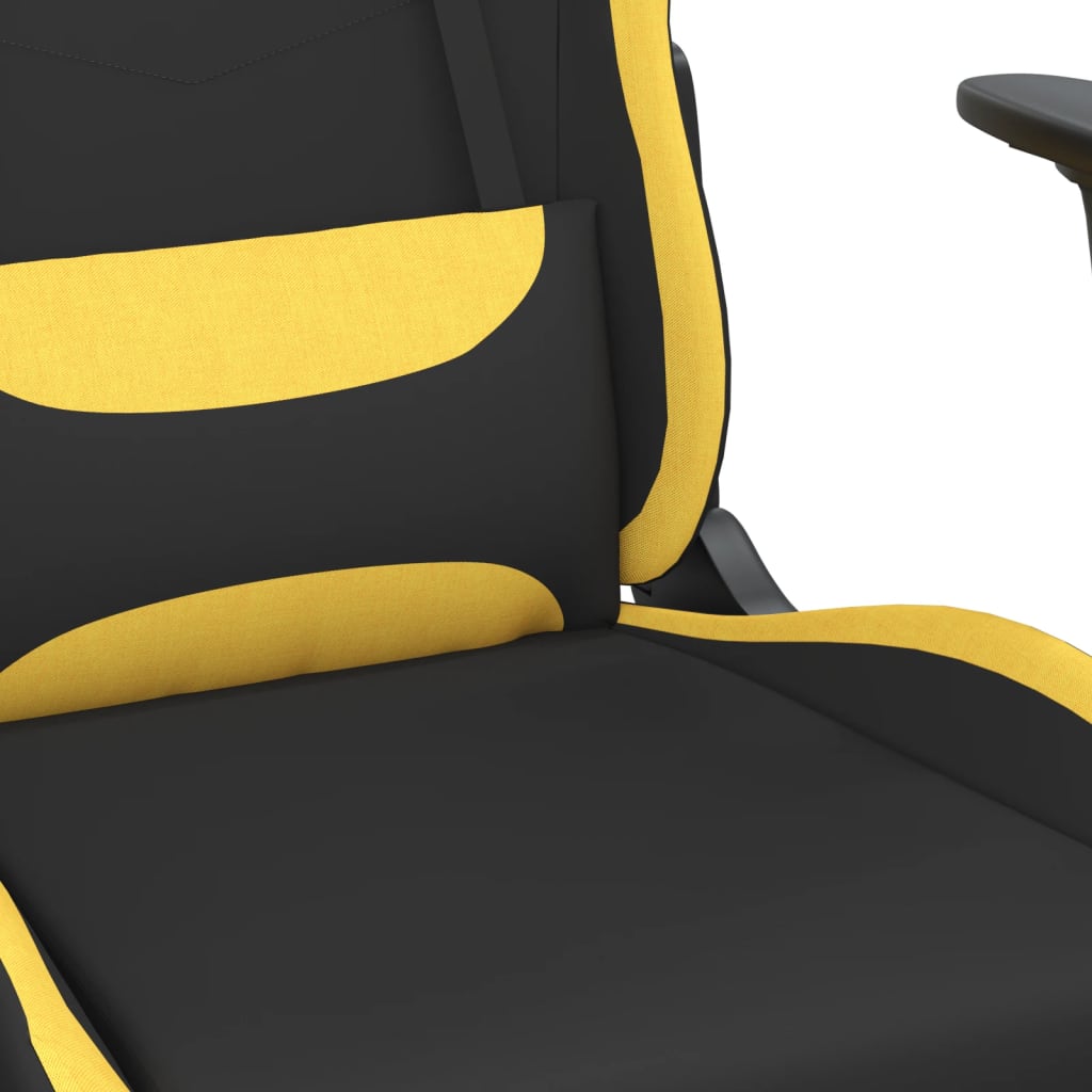 Sedia da Gaming con Poggiapiedi Nero e Giallo in Tessuto 3143746