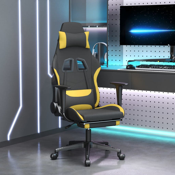 Sedia da Gaming con Poggiapiedi Nero e Giallo in Tessuto cod mxl 66683