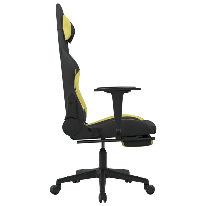 Sedia da Gaming con Poggiapiedi Nero e Verde Chiaro in Tessuto 3143748