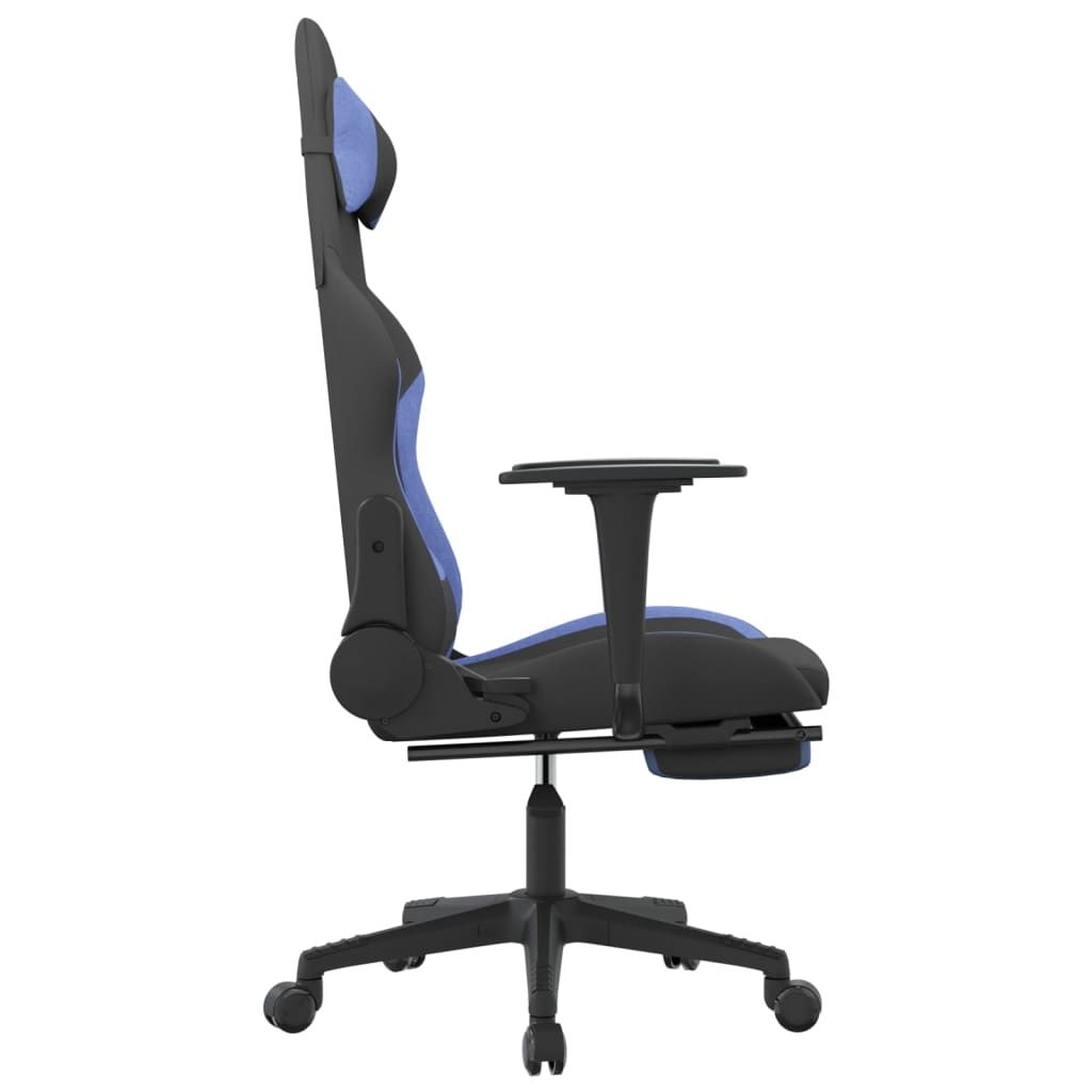 Sedia da Gaming con Poggiapiedi Nero e Blu in Tessuto cod mxl 77106