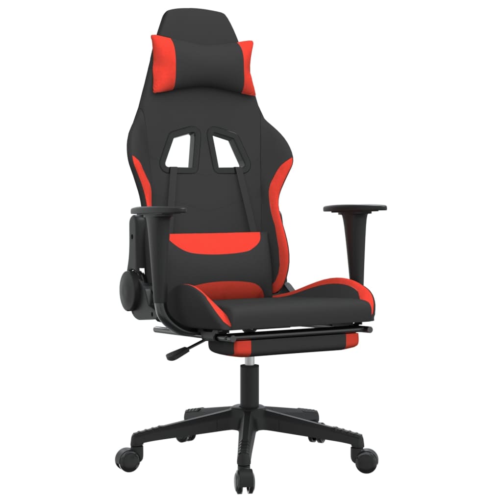 Sedia da Gaming con Poggiapiedi Rosso e Nero in Tessuto 3143751