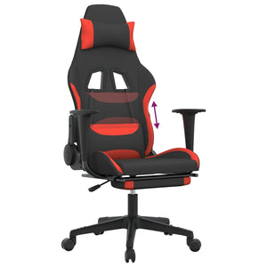 Sedia da Gaming con Poggiapiedi Rosso e Nero in Tessuto cod mxl 69713