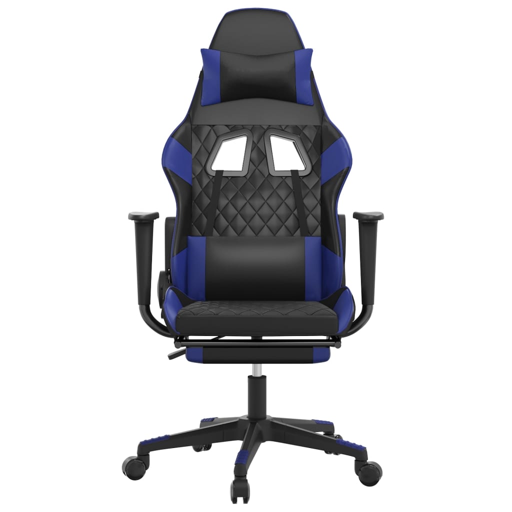 Sedia da Gaming con Poggiapiedi Nero e Blu in Similpelle cod mxl 67619