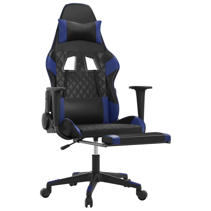 Sedia da Gaming con Poggiapiedi Nero e Blu in Similpelle cod mxl 67619