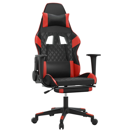 Sedia da Gaming con Poggiapiedi Nero e Rosso in Similpelle 3143765