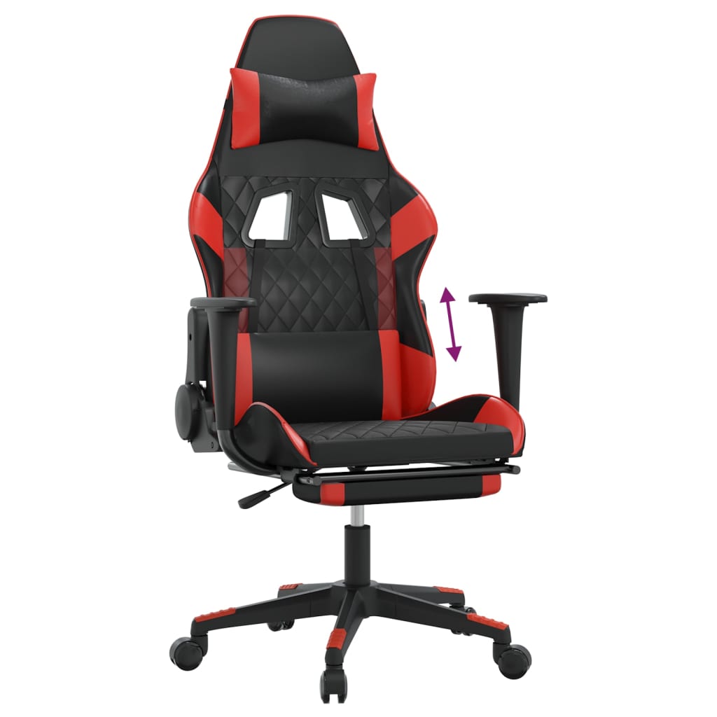 Sedia da Gaming con Poggiapiedi Nero e Rosso in Similpelle cod mxl 69757