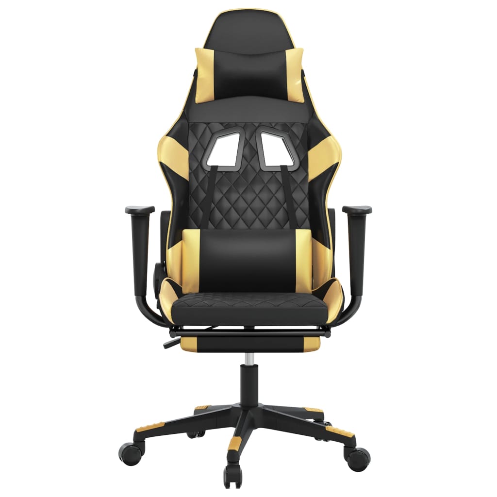 Sedia da Gaming con Poggiapiedi Nero e Oro in Similpelle cod mxl 68537