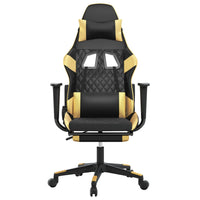 Sedia da Gaming con Poggiapiedi Nero e Oro in Similpelle cod mxl 68537