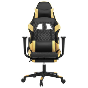 Sedia da Gaming con Poggiapiedi Nero e Oro in Similpelle cod mxl 68537