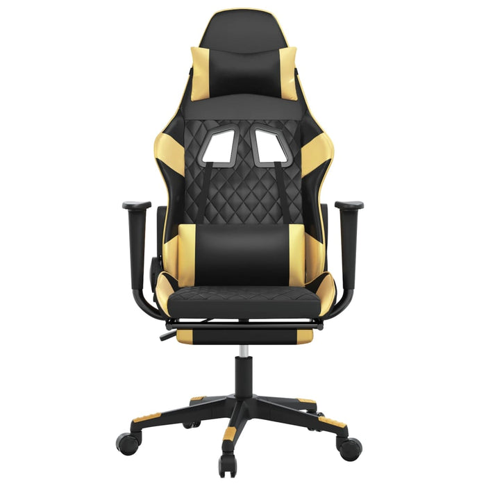 Sedia da Gaming con Poggiapiedi Nero e Oro in Similpelle cod mxl 68537