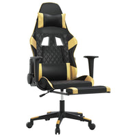 Sedia da Gaming con Poggiapiedi Nero e Oro in Similpelle cod mxl 68537