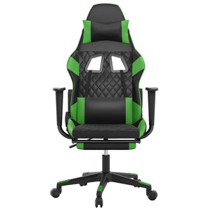 Sedia da Gaming con Poggiapiedi Nero e Verde in Similpelle 3143767