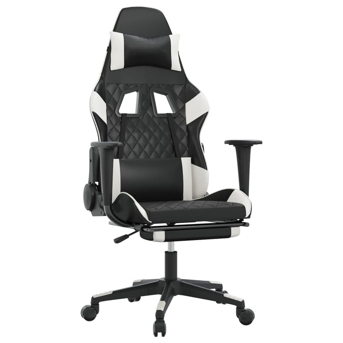 Sedia da Gaming con Poggiapiedi Nero e Bianco in Similpellecod mxl 75887