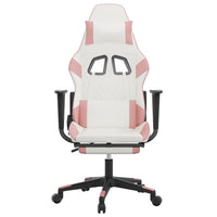 Sedia da Gaming con Poggiapiedi Bianco e Rosa in Similpelle cod mxl 68753