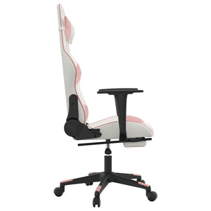 Sedia da Gaming con Poggiapiedi Bianco e Rosa in Similpelle 3143772