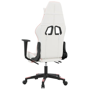 Sedia da Gaming con Poggiapiedi Bianco e Rosa in Similpelle cod mxl 68753