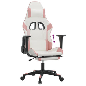 Sedia da Gaming con Poggiapiedi Bianco e Rosa in Similpelle cod mxl 68753