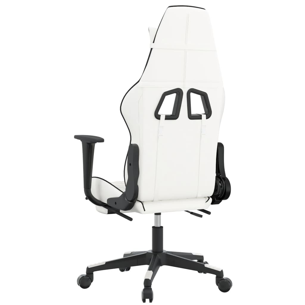 Sedia da Gaming con Poggiapiedi Bianco e Nero in Similpelle 3143773