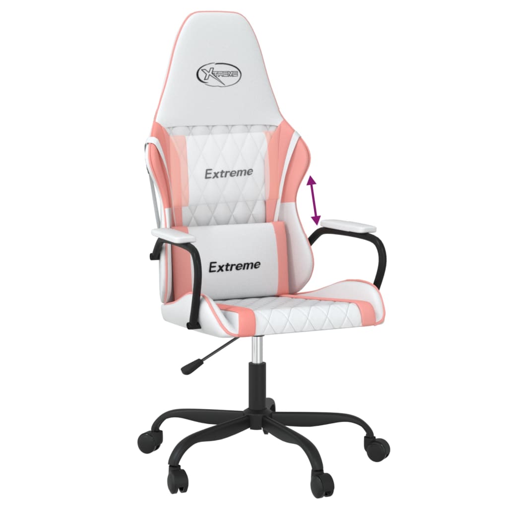 Sedia da Gaming Bianco e Rosa in Similpelle 3143784