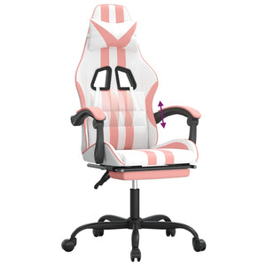 Sedia da Gaming con Poggiapiedi Bianco e Rosa in Similpelle 3143839