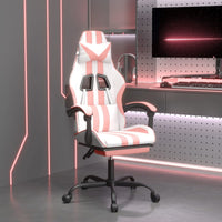 Sedia da Gaming con Poggiapiedi Bianco e Rosa in Similpelle 3143839