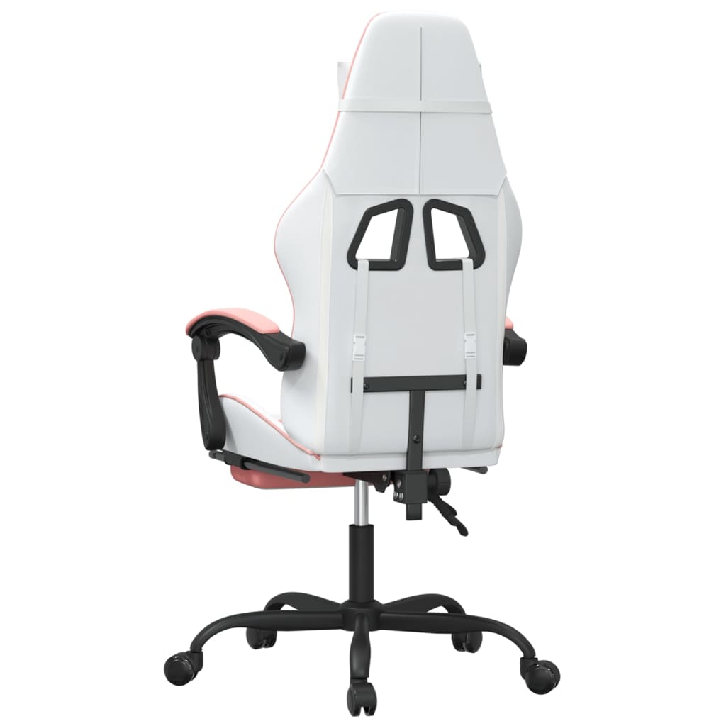 Sedia da Gaming con Poggiapiedi Bianco e Rosa in Similpelle cod mxl 62780